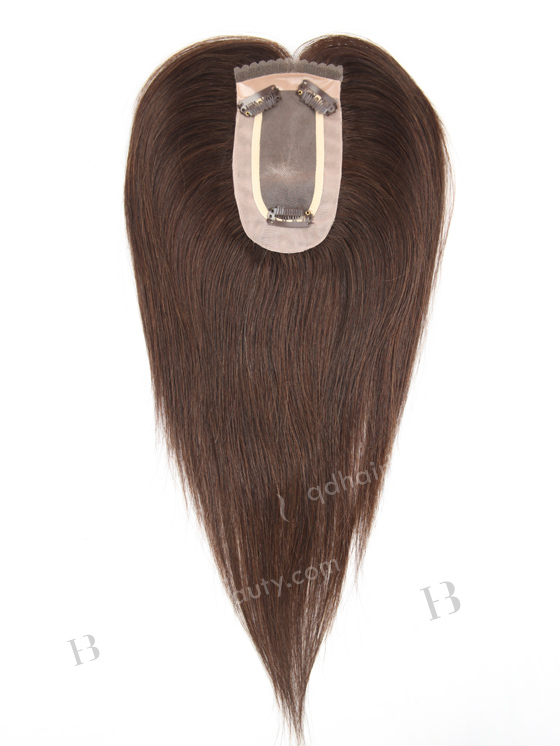 In Stock 2.75"*5.25" European Virgin Hair 12" Straight Color 2a# Monofilament Hair Topper-086